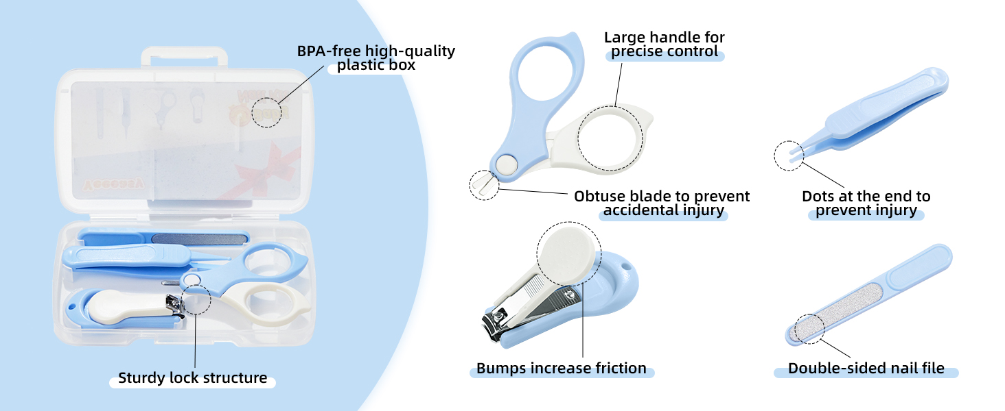 Features of  Blue Baby Nail Set