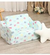 MOMCAYWEX Toddler Couch, 2-in-1 Toddler Soft Couch Fold Out with Star Pillow, Convertible Sofa to...