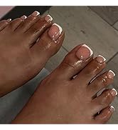 24 Pcs Press On Toenails Short,LINMEIZAI Summer Pink Toe Nails Press Ons for Women Press On Toe N...