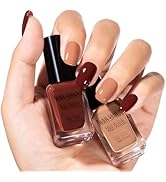 Nailshion Chocolate Brown Nail Polish, 2 Colors Mocha Mousse Fall Winter Nail Polish Duo Non-Gel,...
