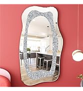 SHYFOY Irregular Crystal Wall Mirror Decorative, Crushed Diamond Mirror for Wall Decor Asymmetric...