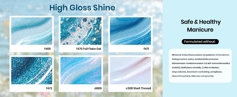 Blue gel nail polish set