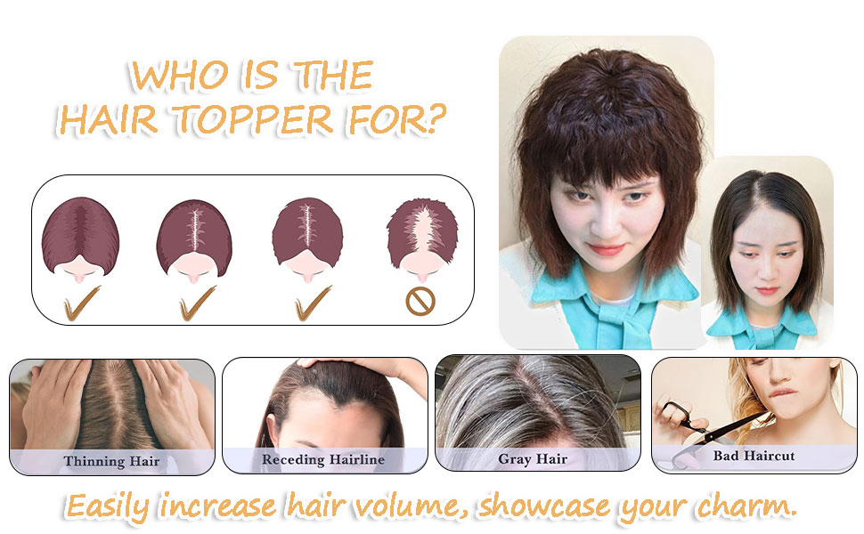 Wave Hair Topper Real Human Hair Clip in Silktop Topper