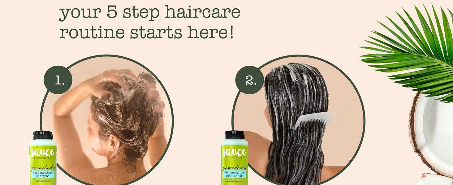 Sauce Beauty Guacamole Collection 5 step haircare routine