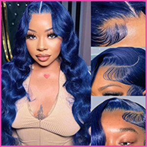 Blue Lace Front Wigs Human Hair Body Wave