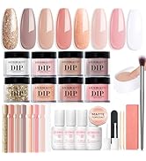 AZUREBEAUTY 30Pcs Dip Powder Nail Kit Starter with Nail Sticks, Nude Skin Tones Neutral Pink 8 Co...