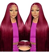Burgundy Wig Human Hair 9x6 Glueless Wigs Human Hair 99j Burgundy Lace Front Wigs Human Hair 220%...