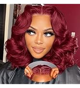Ailwelia 99j Burgundy Body Wave 5x5 Bob Wig Human Hair 200% Density Wear And Go Glueless Bob Wig ...