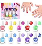 ETYJO Kids Nail Polish - Water-Based Nail Polish 10 Colors Toddler Nail Polish Kit, Non-Toxic, Qu...