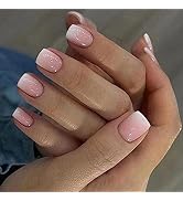 24Pcs Short Press on Nails Square Cute Fake Nails Ombre False Nails Full Cover Nails Press ons Sh...