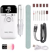 Electric Nail Drill Professional 45000 RPM, White Rechargeable Nail Drill File Machine for Acryli...