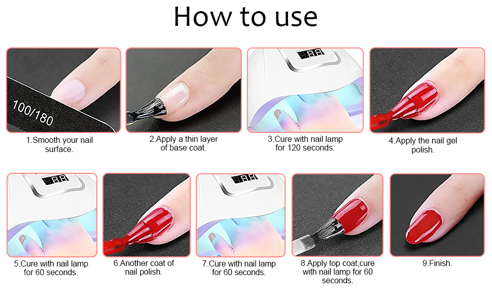 red Black White Gel Nail Polish