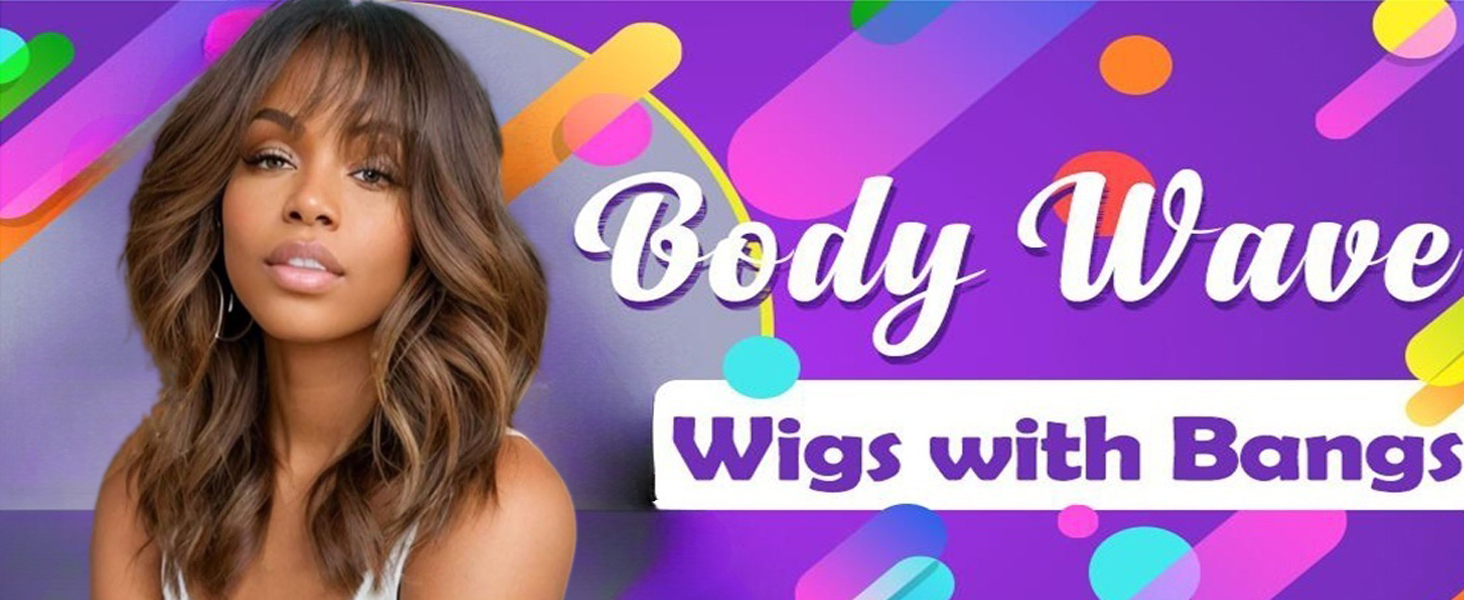 Brazilian body wave wigs with Bangs 1b30