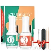 AZUREBEAUTY 2 Combined into 1 Dip Powder Base & Top Coat with Activator Dip Powder Liquid Set for...