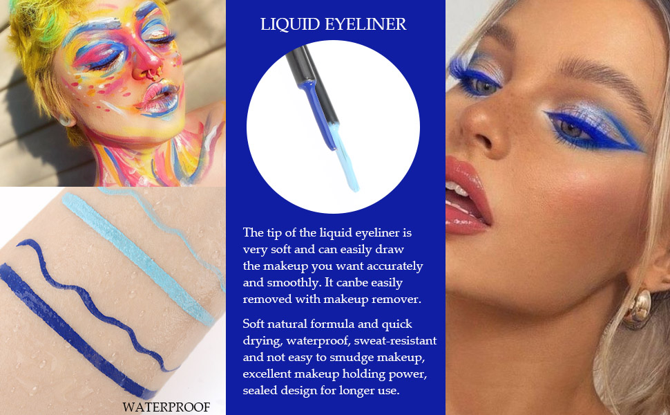 2Pcs Blue Light Blue Liquid Eyeliner Colorful Set Waterproof
