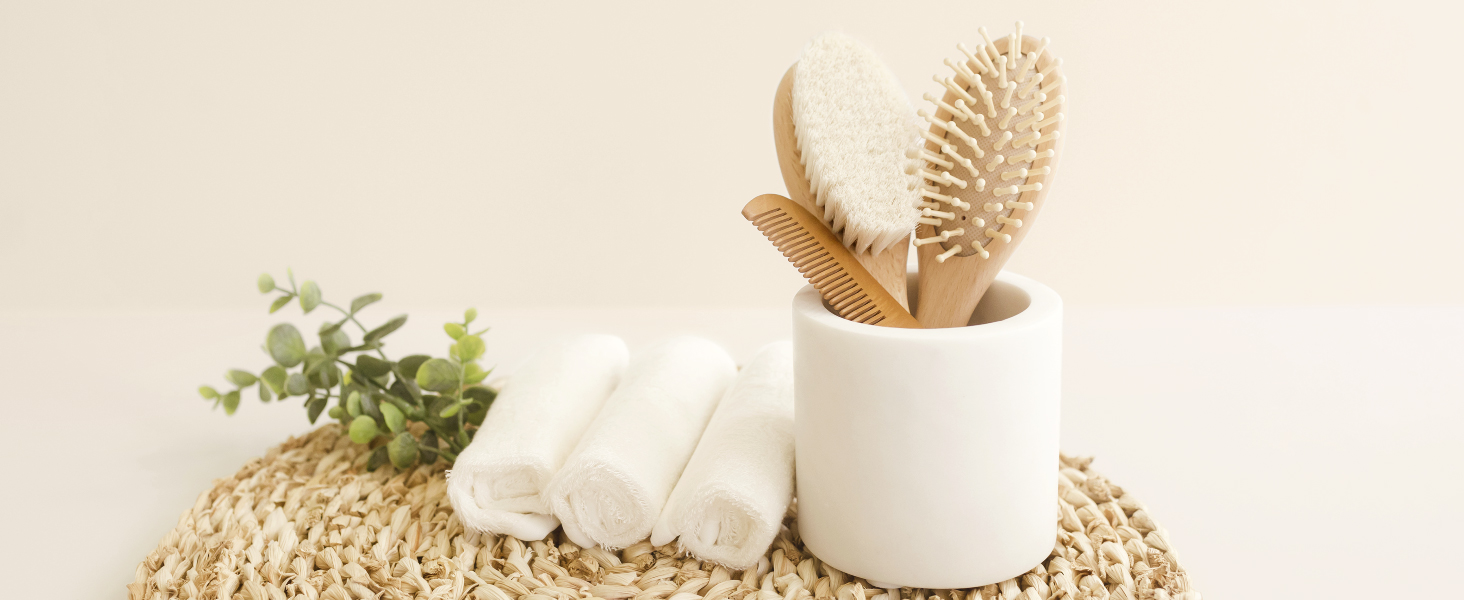 baby hair brush comb newborn set wooden goat bristles cradle cap boys girls toddlers hairbrush
