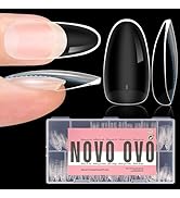NOVO OVO Extra Thick Oval Nail Tips Press on Natural Curve, Medium Soak Off Soft Gel Fake Nail Ex...