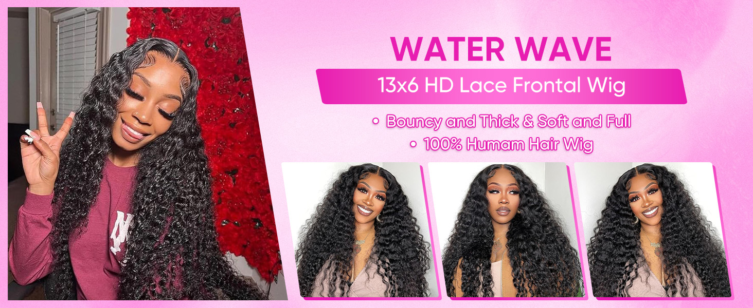 water wave lace front wigs human hair