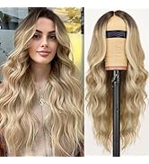 AISI HAIR Honey Blonde Wig for Women, Long Wavy Lace Hairline Middle Part Synthetic Heat Resistan...