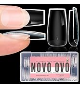 NOVO OVO Extra Thick Square Nail Tips Press on Natural Curve, Medium Soak Off Soft Gel Fake Nail ...