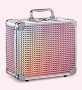 Makeup Case with Magnetic Lighted Mirror Cosmetic Train Box Detachable LED Mirror Adjustable Brig...