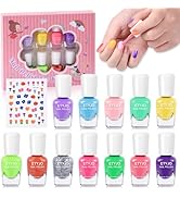 ETYJO Kids Nail Polish Set - Nail Polish for Girls Ages 3-12 | 12 Rainbow Colors | Non-toxic, Wat...