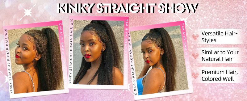 360 lace front kinky straight human hair wig