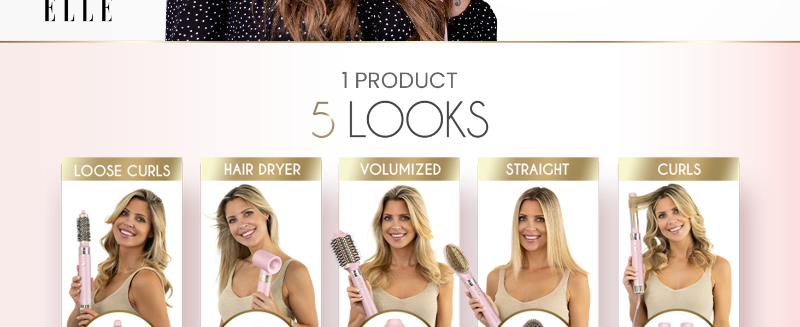 ELLA BELLA Pink 6 in 1 Professional Hot Air Styler