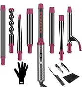 IG INGLAM Professional 8-in-1 Curling Iron Wand Set, Instant Heat Up Hair Curler with 8 Interchan...