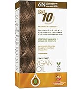 One 'n Only Argan Oil Fast 10 Permanent Hair Color Kit 6N Natural Dark Blonde, Gray Hair Coverage...