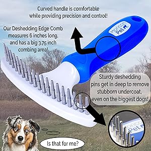 Deshedding Edge Comb Dematting Rake for Siberian Husky German Shepherd Shetland Sheepdog fur removal