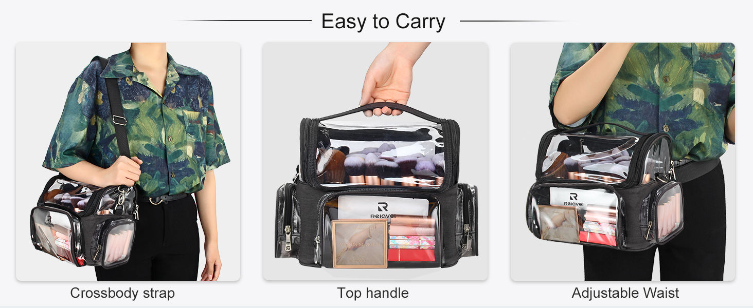 Easy to Carry, Crossbody strap, Top handle, Adjustable waist