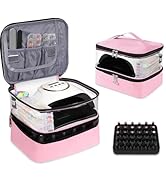 Clear Nail Polish Organizer Double layer Nail Polish Holds 30 Bottles and Nail Lamp, Nail Dryer C...
