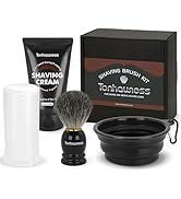 Travel Shaving Brushes Kit For Men, 4 In 1 Shaving Brush Set With Badger Hair Shaving Brush, Shav...