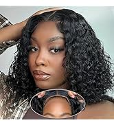 Wear and Go Bob Wig Human Hair Deep Wave Glueless Wigs Pre Plucked Pre Cut 4x4 Lace Closure 180% ...