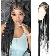 Fecihor 13x8 Inch HD Lace Front Cornrow Box Braided Wigs For Women Braided Lace Front Wig With Ba...
