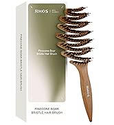 RHOS Pinecone Boar and Nylon Bristle Brush, Curved Vented Paddle for Blow Drying, Add Shine & Smo...