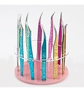 12 Holes Acrylic Rotatable Tweezers Holder Eyelash Makeup Grafting Tweezer Display Stand Extensio...