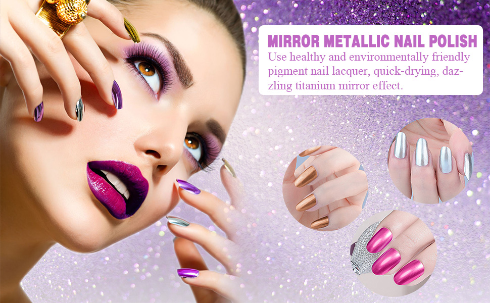 metallic silver gold nail polish metallic nail polish mirror effect pink black glitter shimmer gel