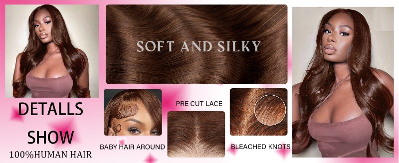 THE DETAIL SHOW OF THE 13X6 CHOCOLATE BODY WAVE WIG