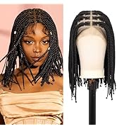 Fecihor 13x8 Inch HD Lace Front Short Knotless Braided Wigs For Women 360° Full Lace Braid Wig Wi...