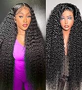 PIOPIC 13x6 Water Wave Lace Front Wigs Human Hair Pre Plucked 180 Density HD Transparent 13x6 Fro...