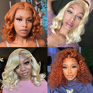 blonde wig human hair short