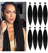 Pre Stretched Braiding Hair 36 Inch Long Black Braiding Hair 8 Packs Easy Braids Hair Yaki Straig...