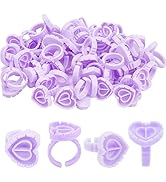 200pcs Disposable Plastic Eyelash Flower Glue Ring Lash Extension Blossom Holder Cup (Heart shape...
