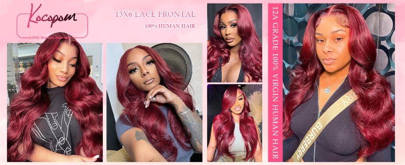 13x6 99j burgundy lace front wigs human hair pre plucked with baby hair