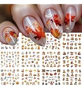 SHANRUN Halloween Nail Art Stickers - 12 in 1 Pumpkin, Maple Leaf, Fox, Bear Decals - Water Trans...