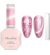 MelodySusie Pearl Cat Eye Gel Nail Polish, 0.5 Fl Oz Bubblegum Pink Glitter Holographic Magnetic ...