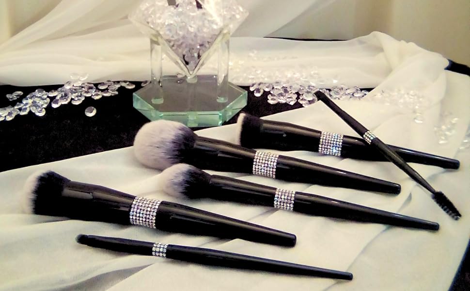 HZM COLOR MAKEUP BRUSH SET,BLING MAKEUP BRUSHES,DIAMOND MAKEUP BRUSHES,BROCHAS DE MAQUILLAJE,MILANI
