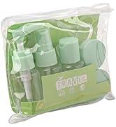 Mekupeu 7 Pack Portable Small Travel Squeeze Kit Reusable Cosmetic Container Lotion Pump Spray Fl...